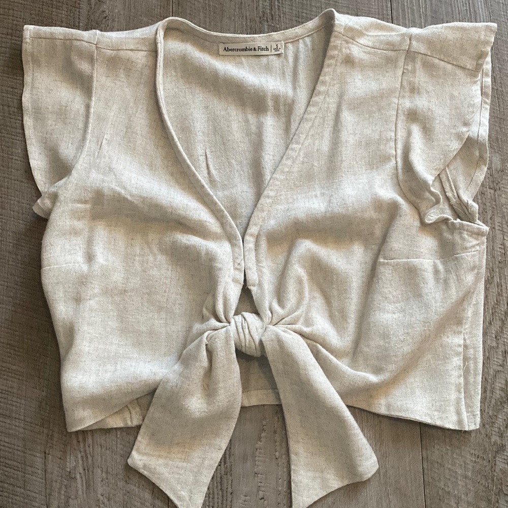 Abercrombie linen tie front shirt / size S
